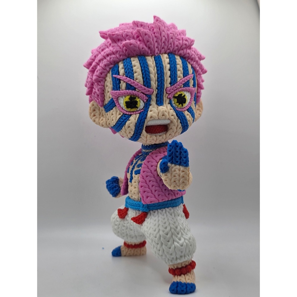 8" 3D-Printed Faux-Knit Akaza Figure – The Ultimate Demon Slayer Collectible!